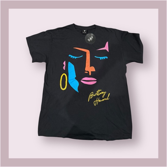 Day Brand Brittany Howard Abstract Face Graphic Black Tee - Picture 2 of 4